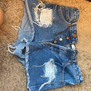 High waisted jean shorts.